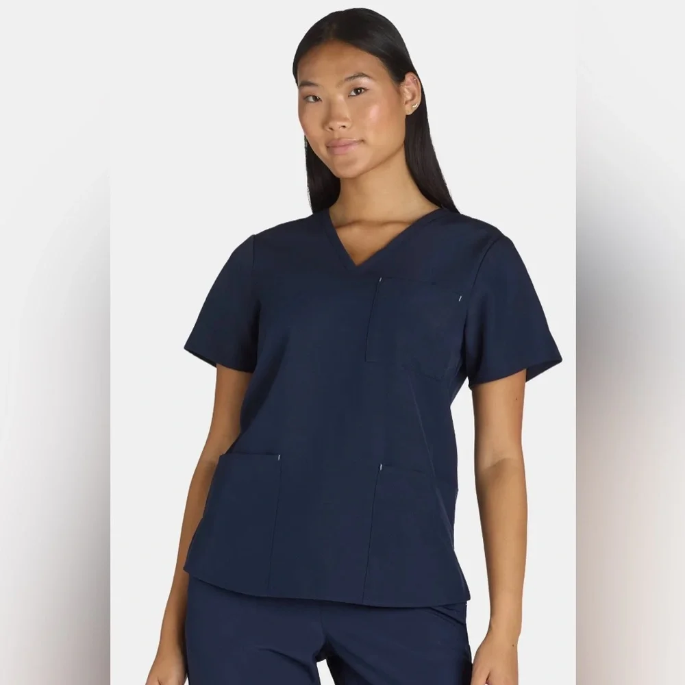 NWT Navy V-Neck Scrub Set - Two-Piece Drawstring straight leg - Picture 5 of 11